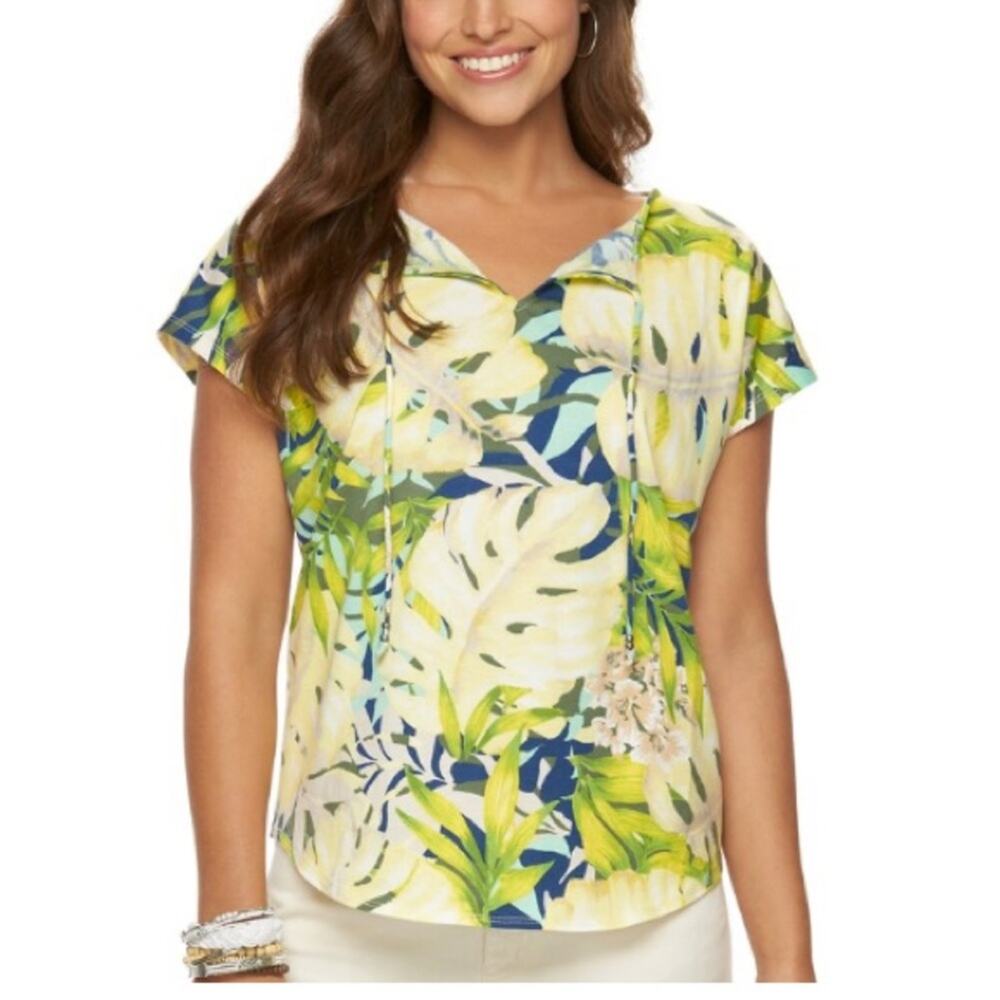 Chaps tropical printed Dolman Top